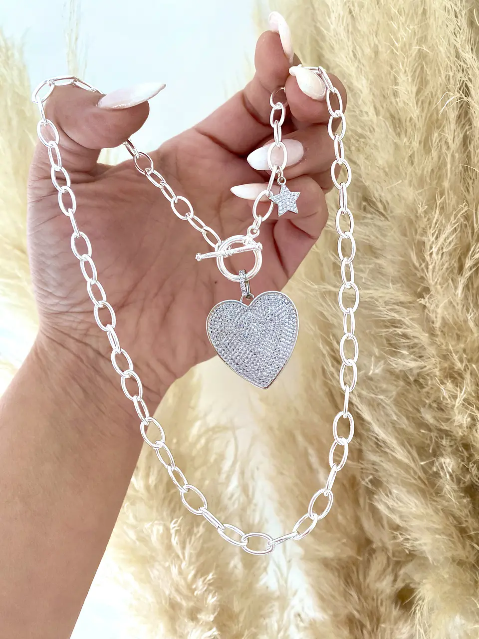 Collar Maxi Corazon circones silver 5
