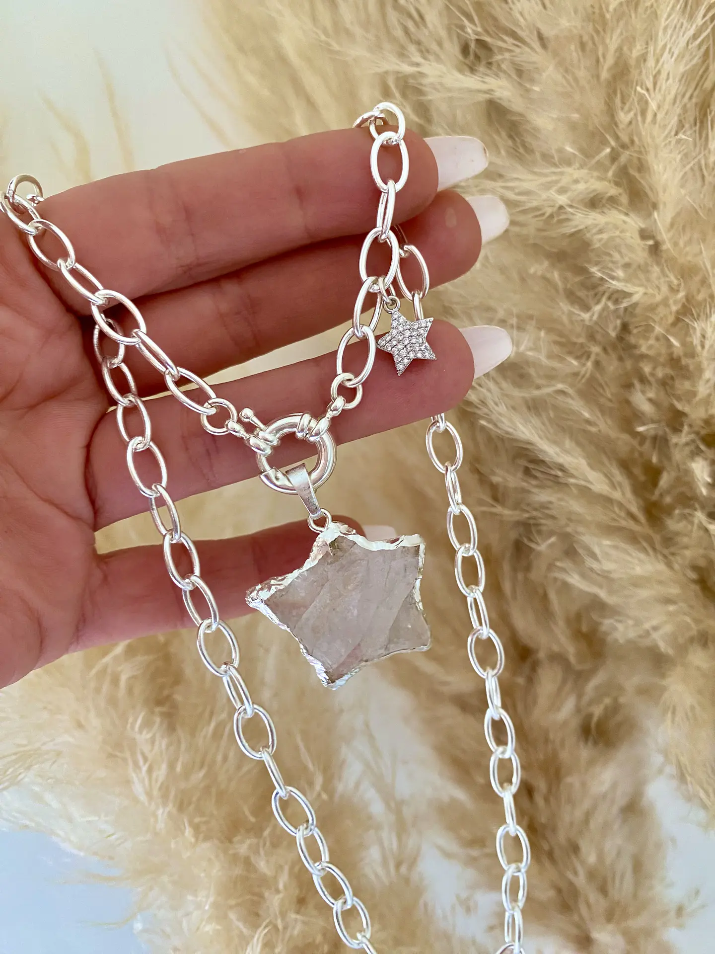 Collar Estrella Cuarzo Silver enchape Plata 925 1