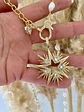Collar XL Maxi Estrella de 10 puntas eslabones mixtos Perlas  - Miniatura 1