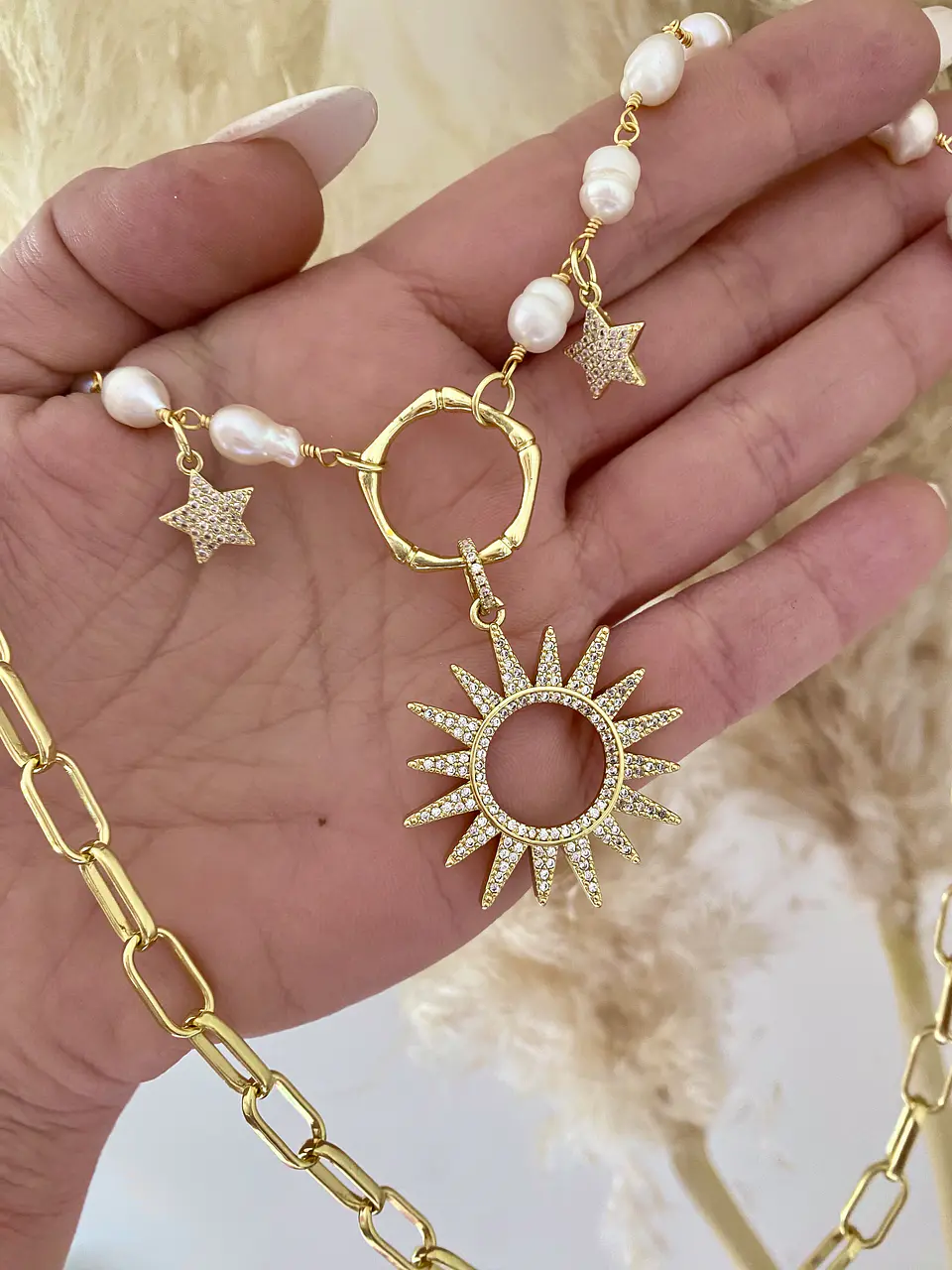 Collar Soleir Perlas y maxi eslabones gold 2