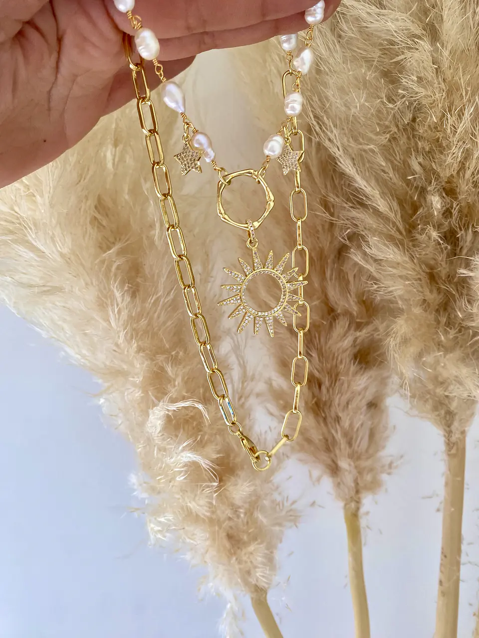 Collar Soleir Perlas y maxi eslabones gold 3