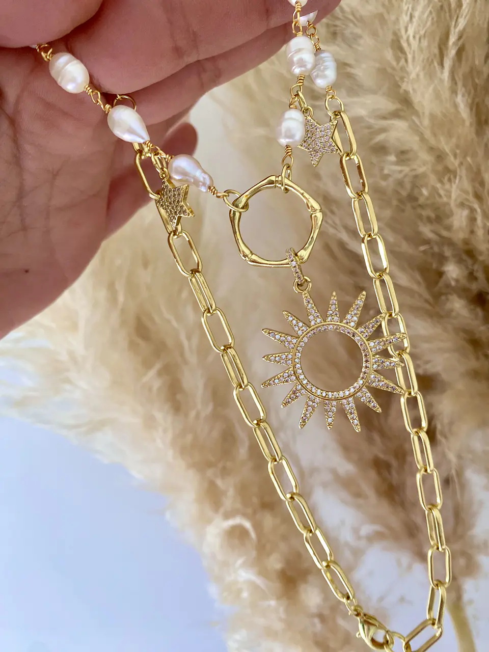 Collar Soleir Perlas y maxi eslabones gold 4