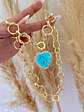 Collar Maxi Cadenón Corazón Turquesa XL - Miniatura 1