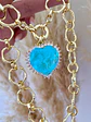 Collar Maxi Cadenón Corazón Turquesa XL - Miniatura 3