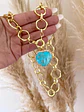 Collar Maxi Cadenón Corazón Turquesa XL - Miniatura 4