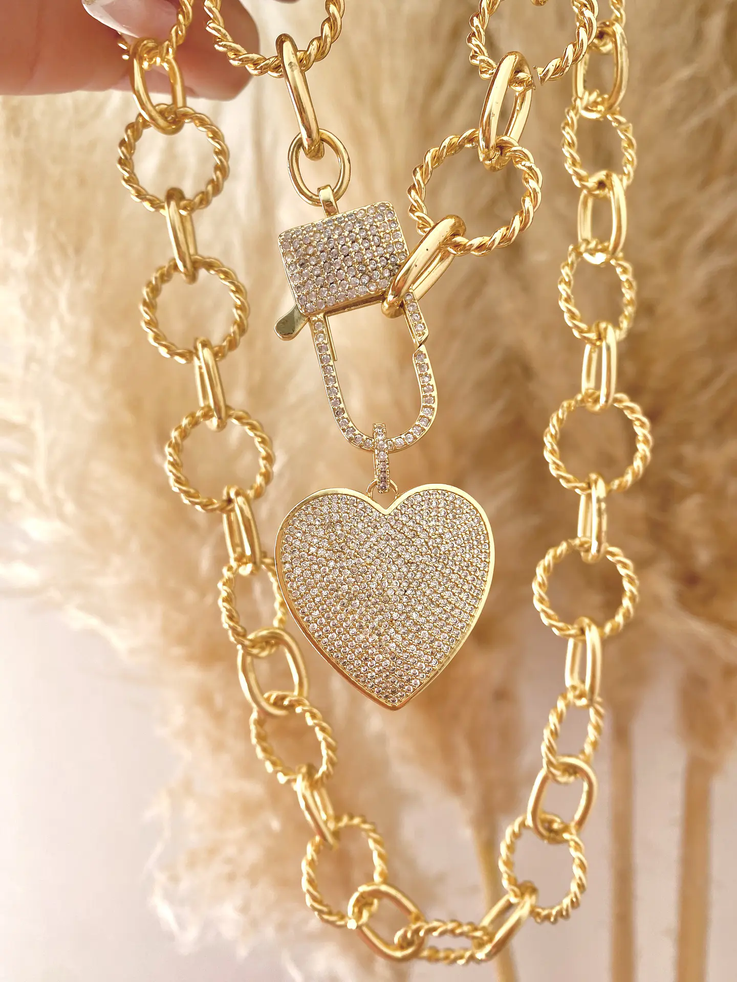 Collar XL Maxi Cadenon Corazon Circones Gold 1