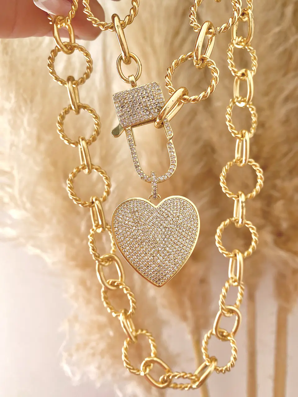 Collar XL Maxi Cadenon Corazon Circones Gold 1