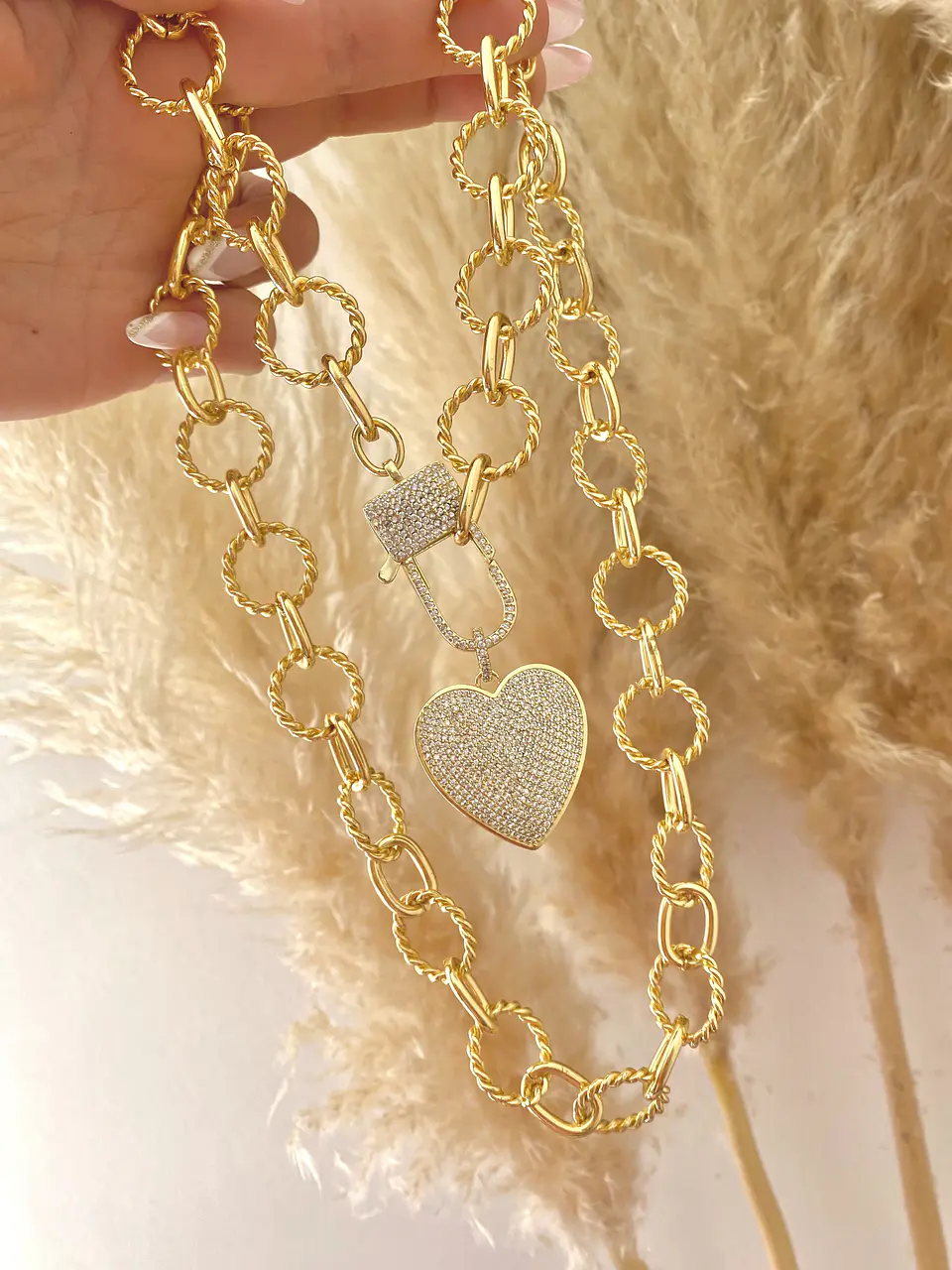 Collar XL Maxi Cadenon Corazon Circones Gold 2