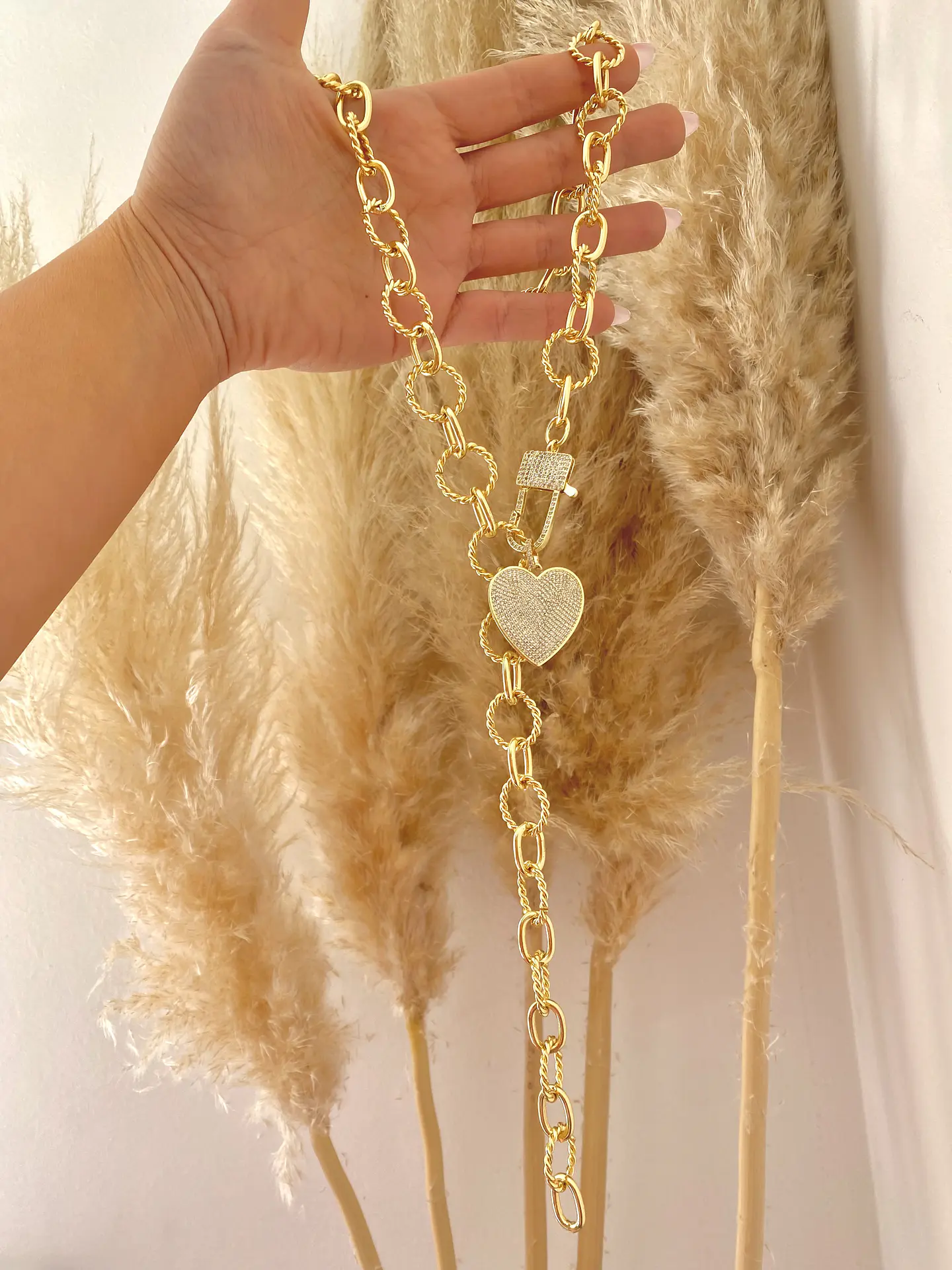 Collar XL Maxi Cadenon Corazon Circones Gold 4