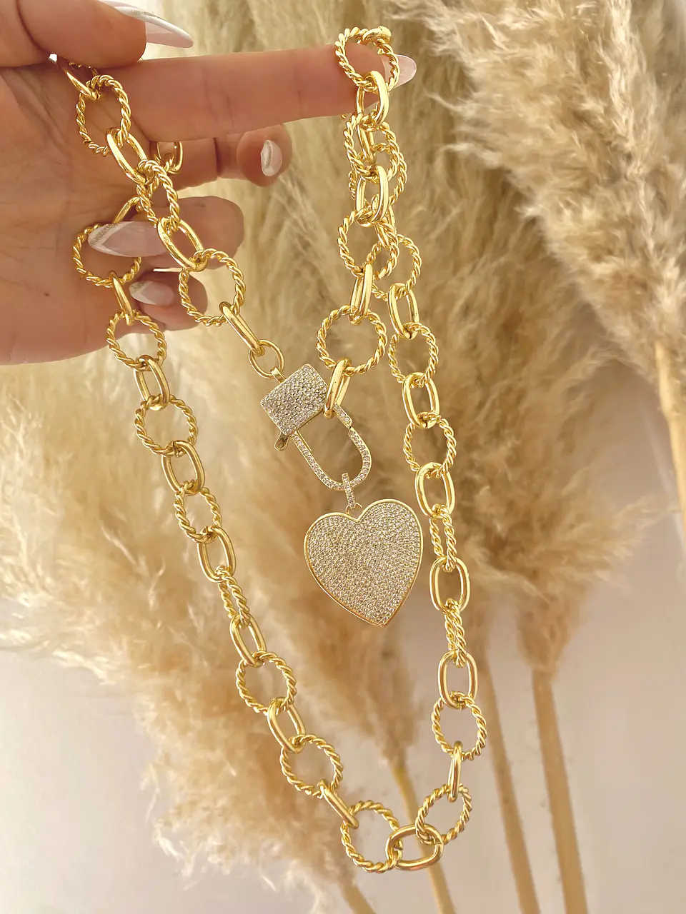 Collar XL Maxi Cadenon Corazon Circones Gold 5