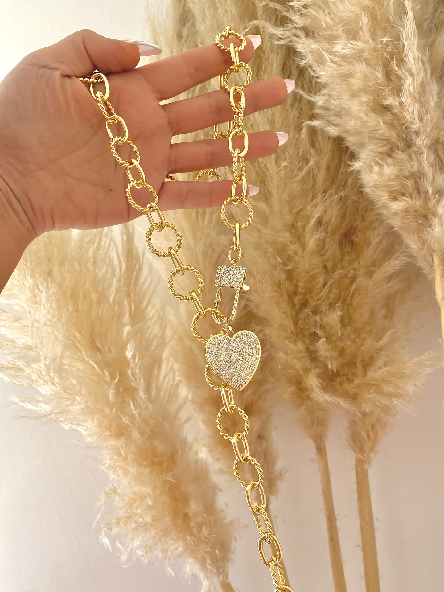 Collar XL Maxi Cadenon Corazon Circones Gold 6