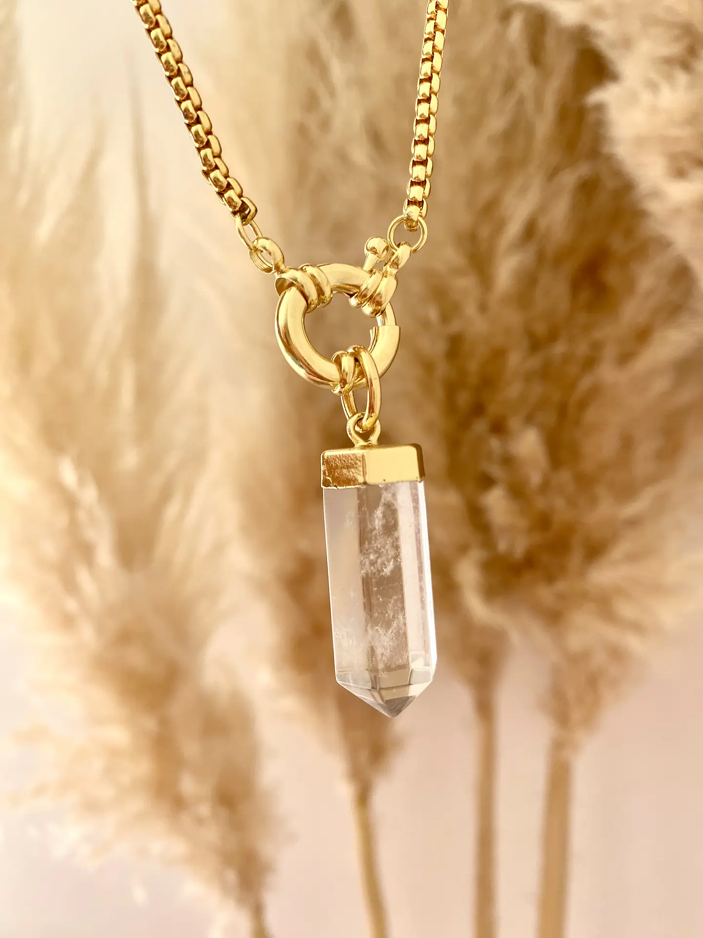 Collar XL Cuarzo Transparente Cadena Veneciana   2