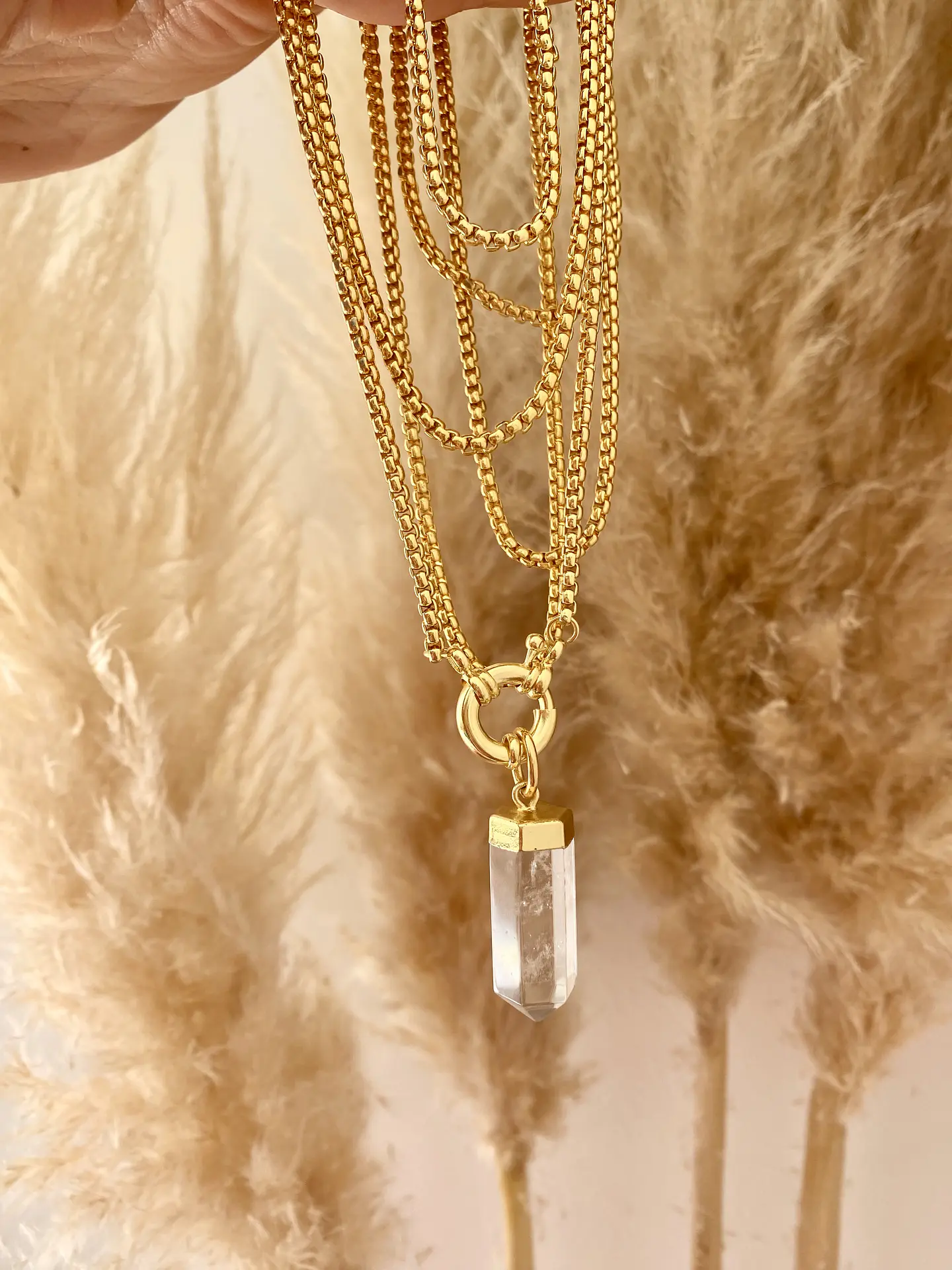 Collar XL Cuarzo Transparente Cadena Veneciana   4