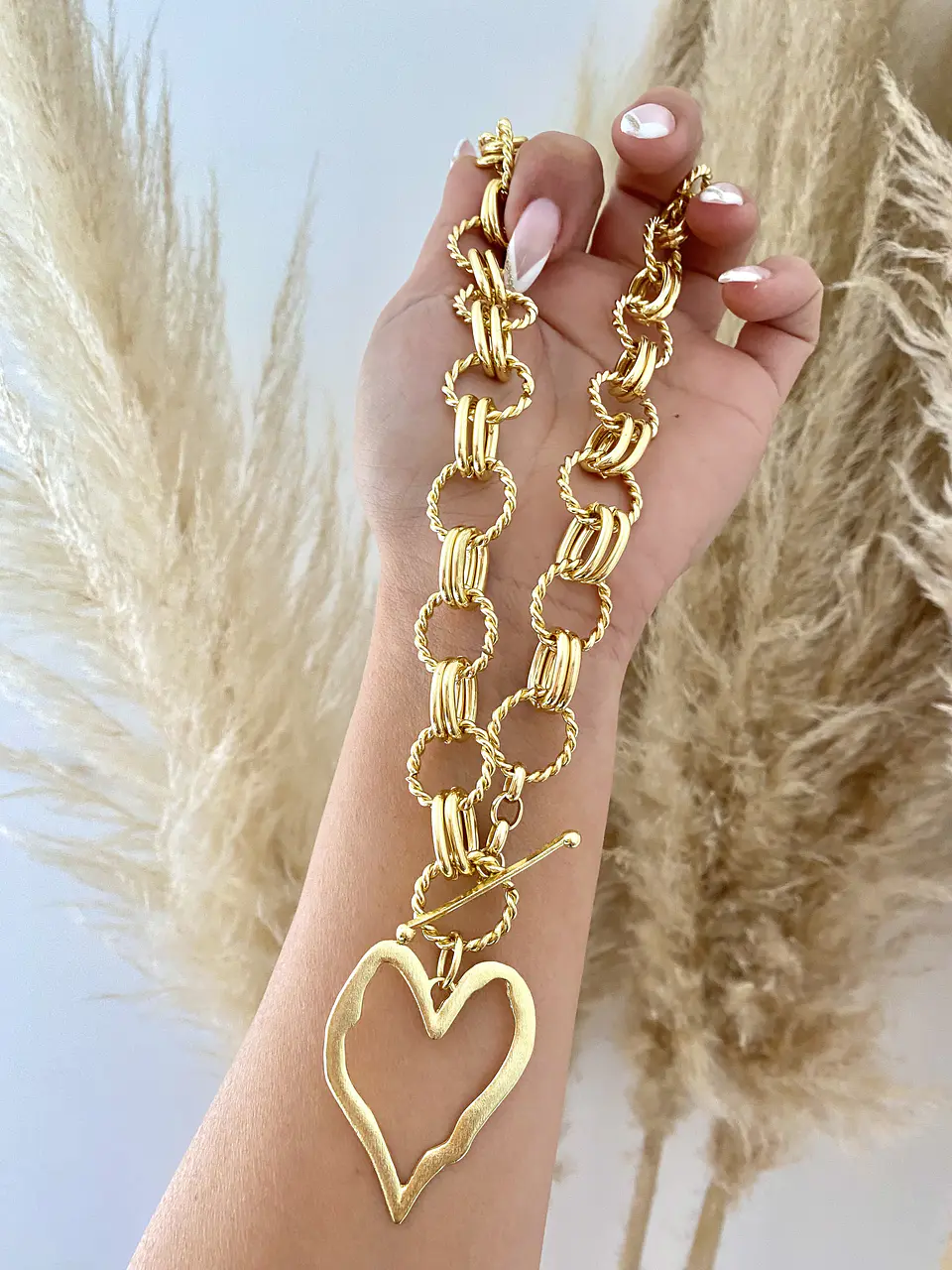 Collar XL Corazon Silueta Maxi Cadenón Gold  3
