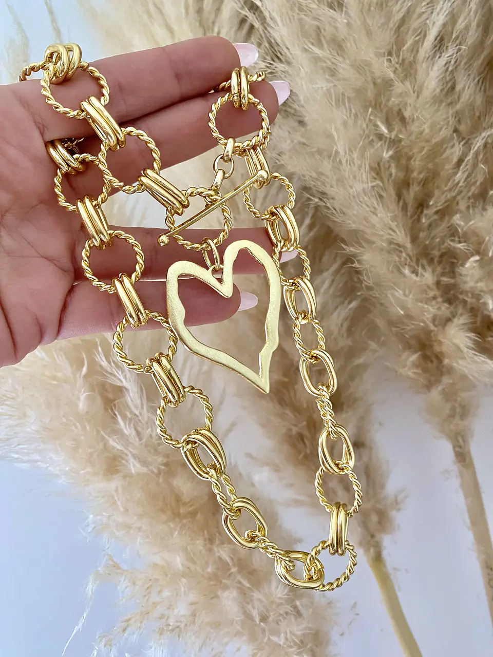Collar XL Corazon Silueta Maxi Cadenón Gold  4