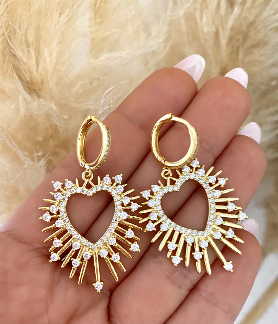 Aros Corazón Sagrado Circones Gold  1