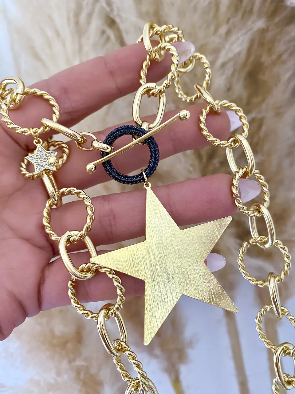Collar maxi Eslabones Estrella lijada Gold  1