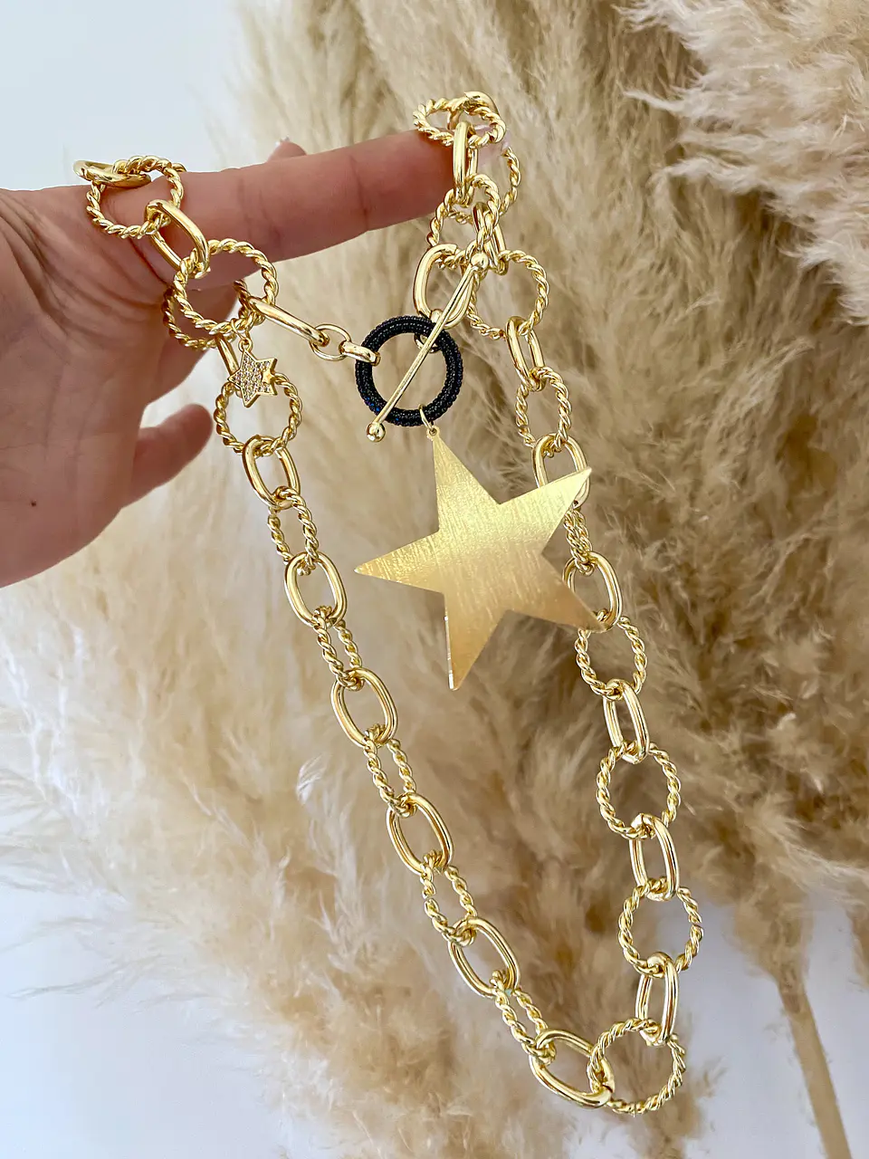 Collar maxi Eslabones Estrella lijada Gold  2
