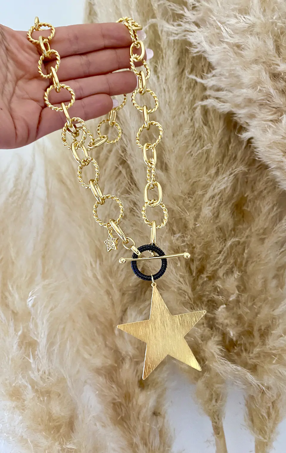 Collar maxi Eslabones Estrella lijada Gold  4