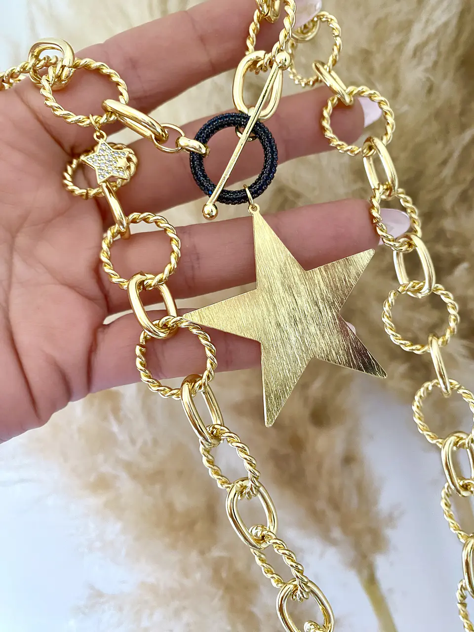 Collar maxi Eslabones Estrella lijada Gold  3