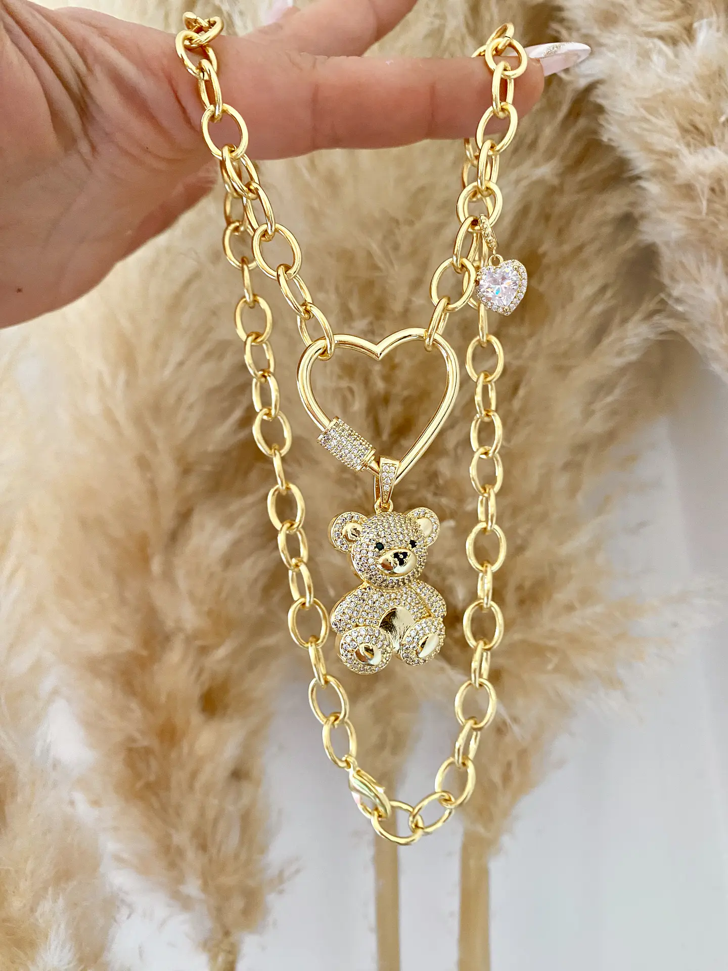 Collar osito Circones Conector Corazón Gold 3