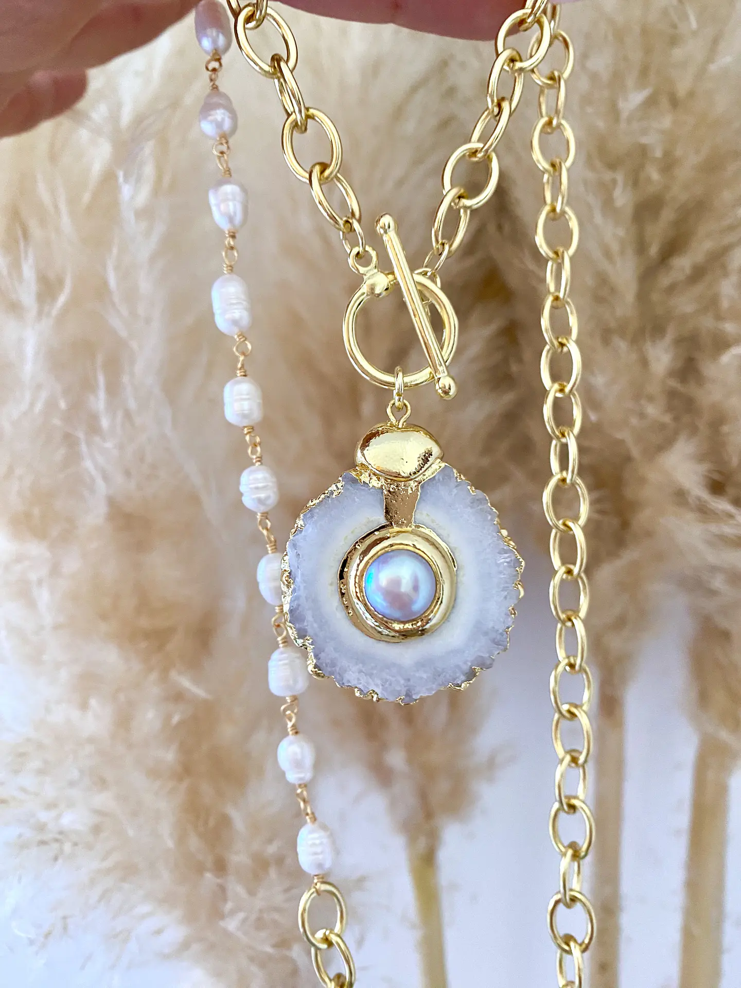 Collar XL Maxi Cuarzo Perlas Río Gold 2