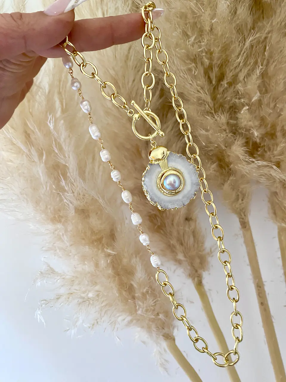 Collar XL Maxi Cuarzo Perlas Río Gold 3