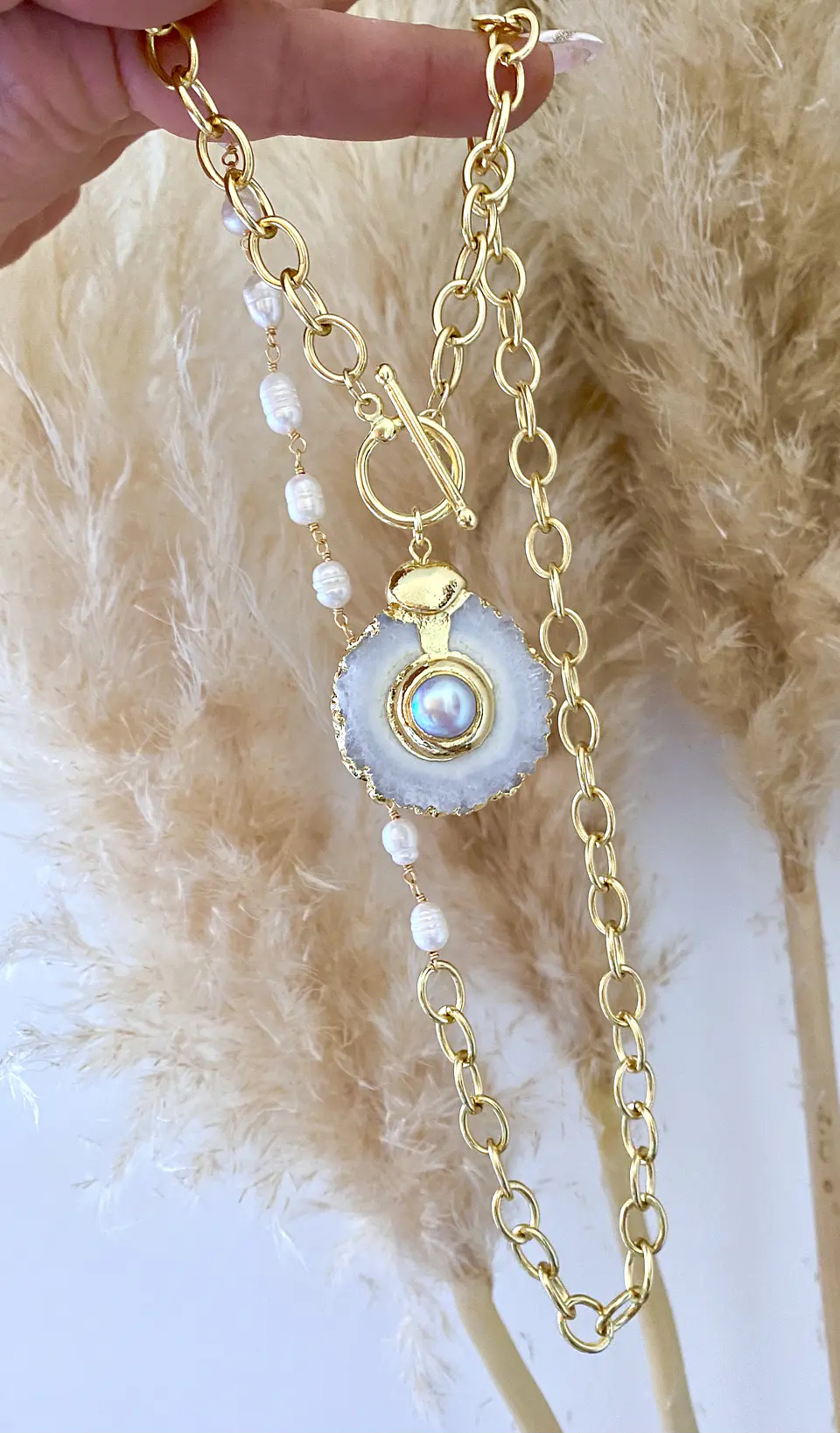 Collar XL Maxi Cuarzo Perlas Río Gold 4