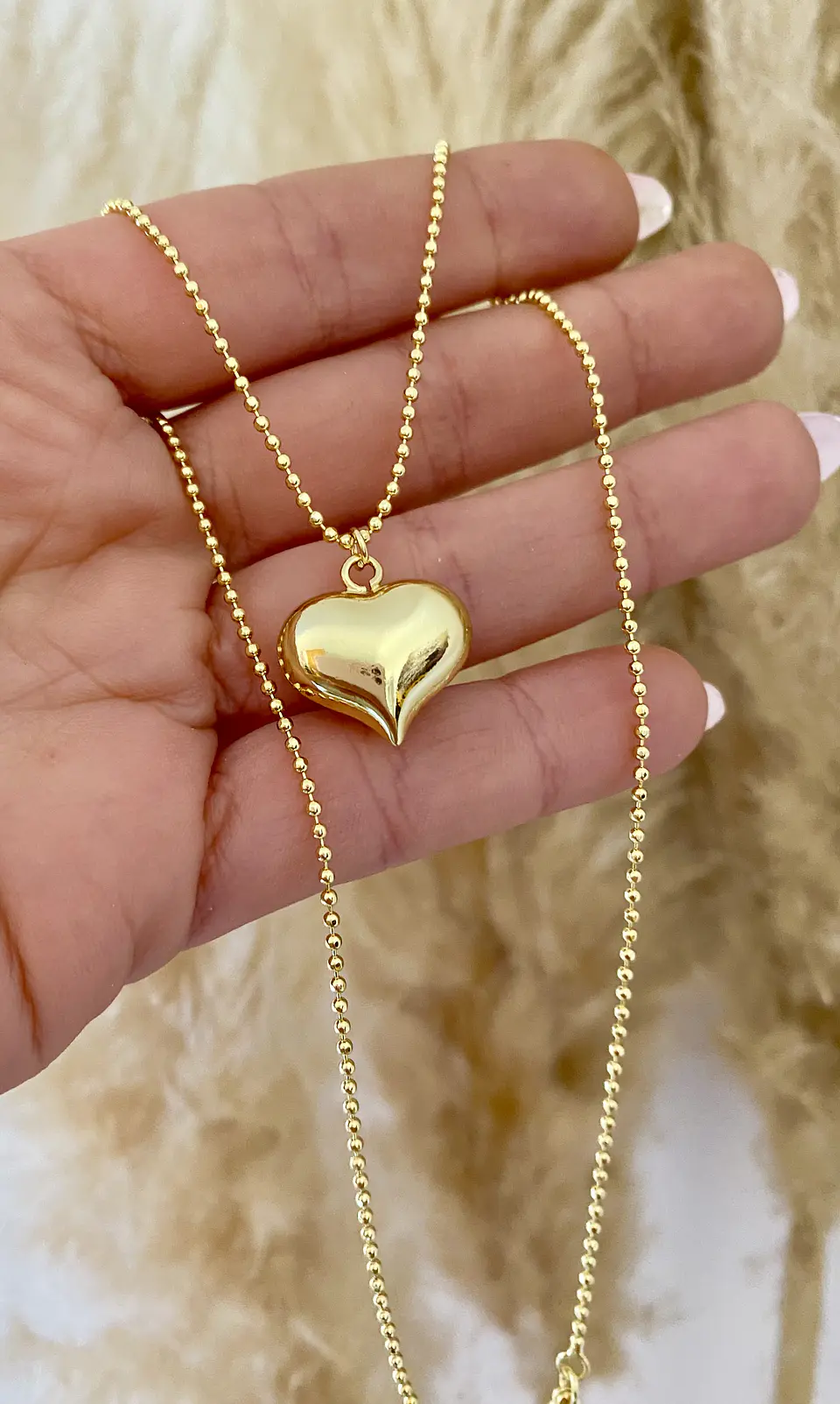 Cadena Bolita Corazón gold 2
