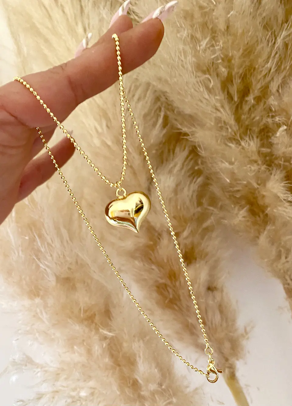 Cadena Bolita Corazón gold 3