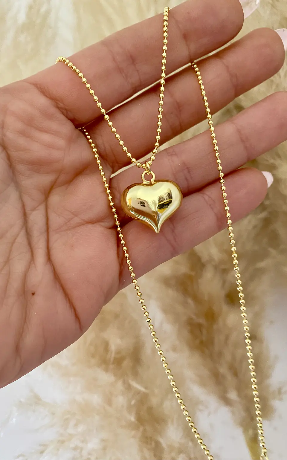 Cadena Bolita Corazón gold 4