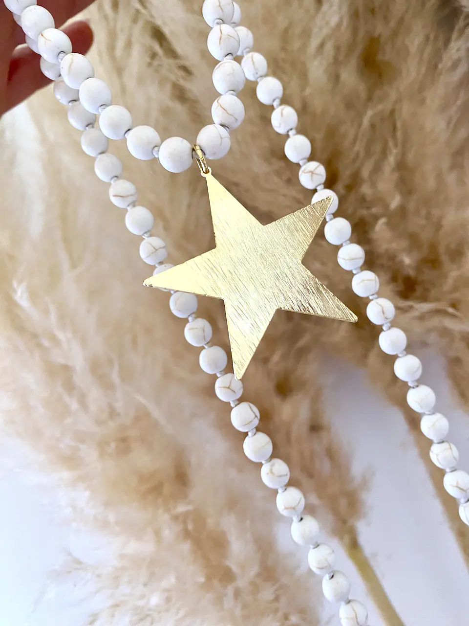 Collar XL Maxi Estrella Lijada piedra Howlita 1