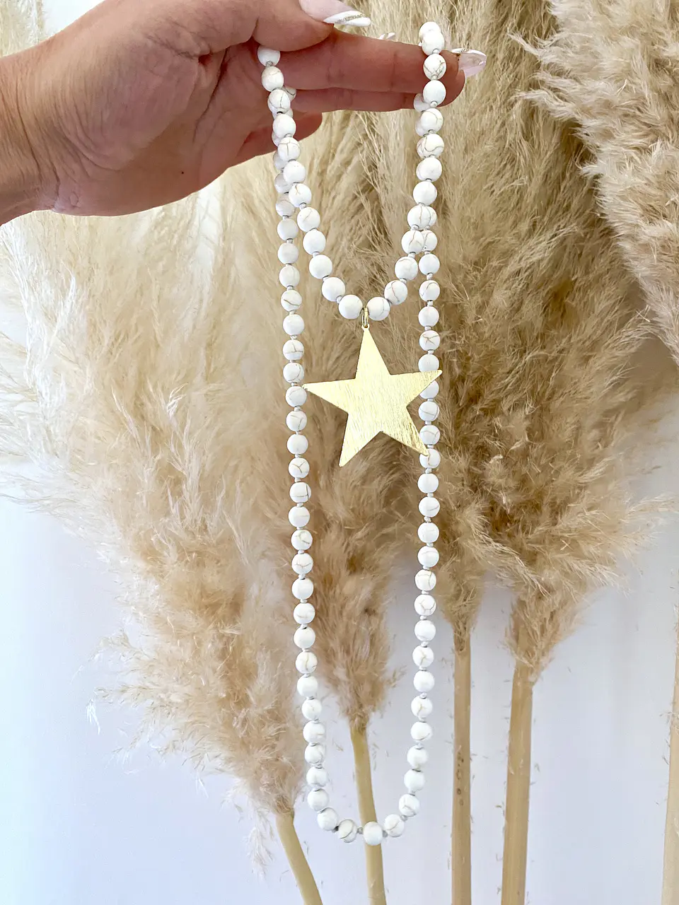 Collar XL Maxi Estrella Lijada piedra Howlita 2