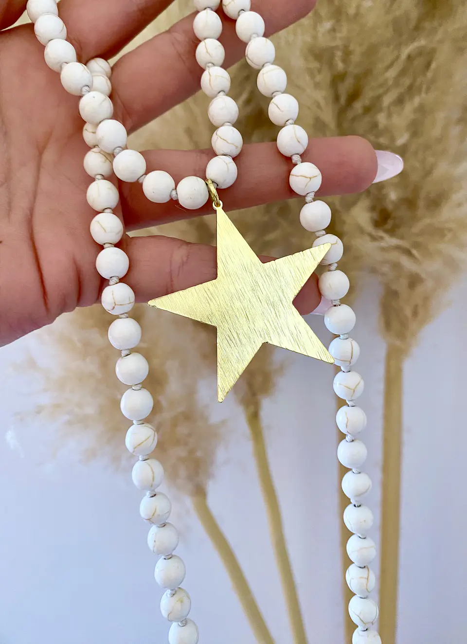 Collar XL Maxi Estrella Lijada piedra Howlita 3