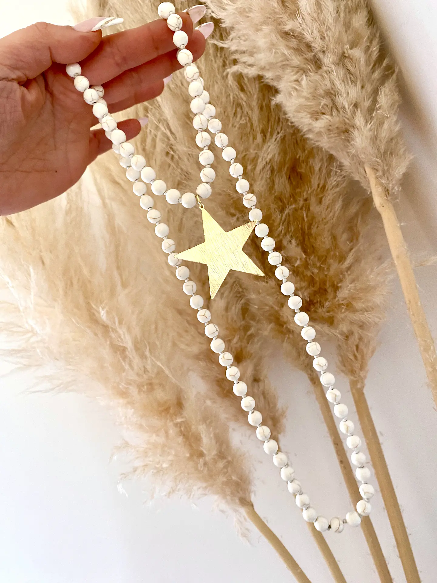 Collar XL Maxi Estrella Lijada piedra Howlita 4