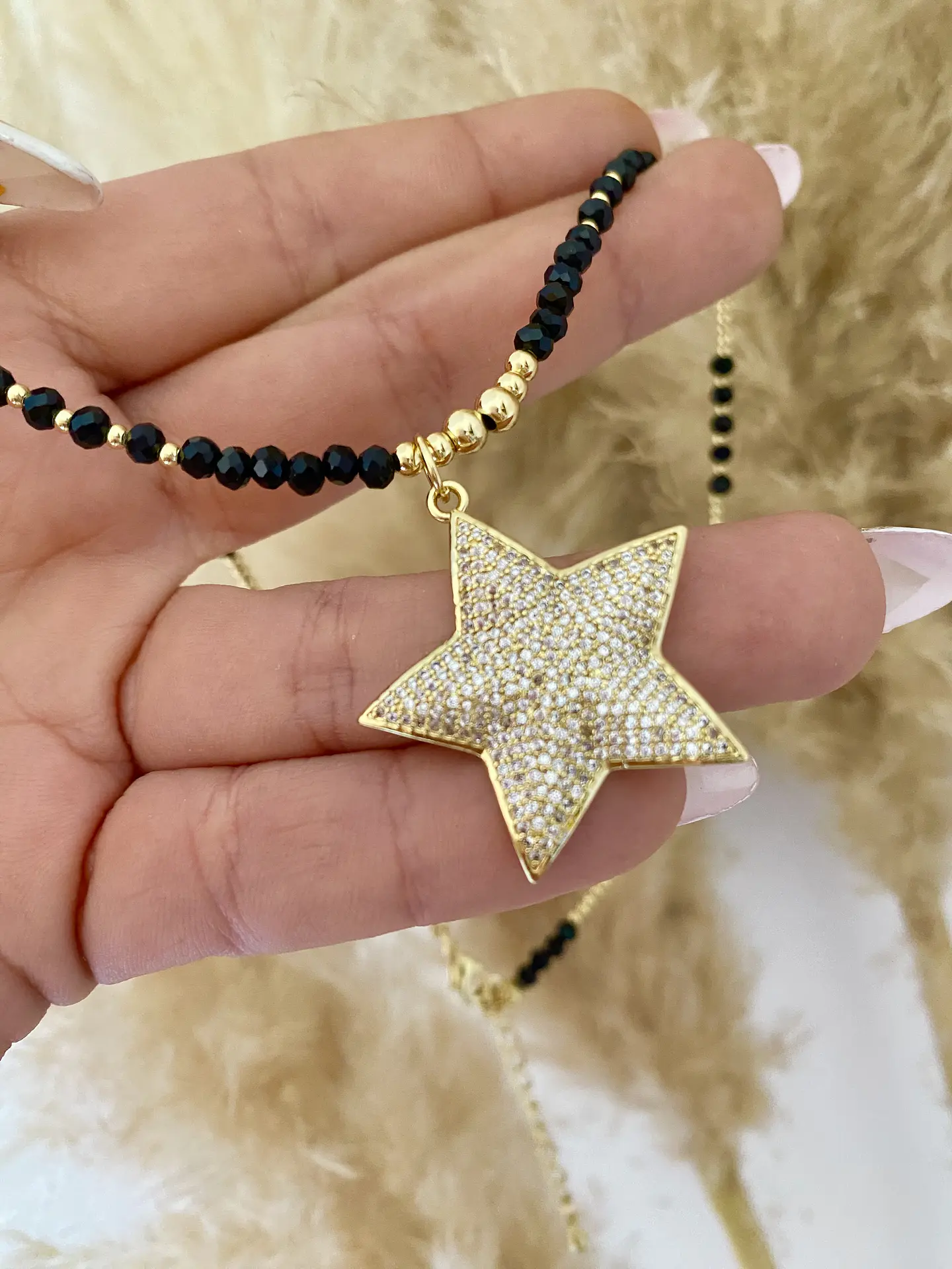 Collar Estrella Circones piedras facetadas gold 3