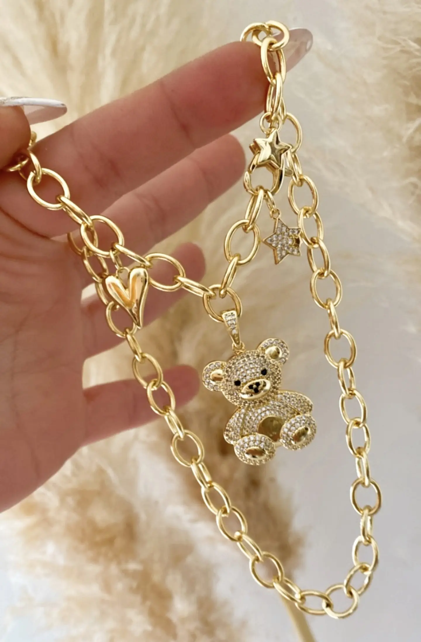 Collar Osito mix dijes Gold 3