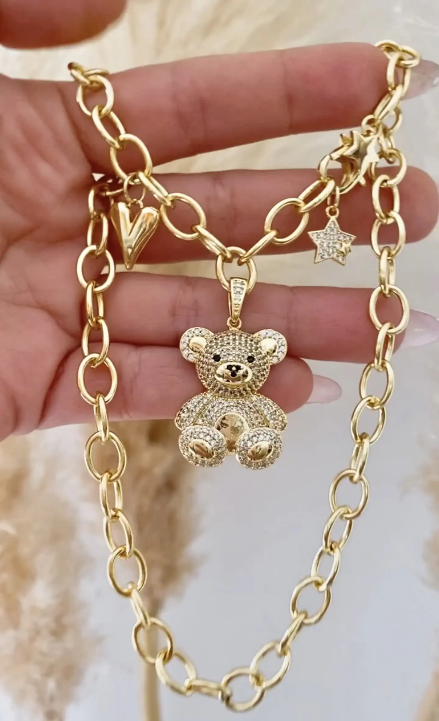 Collar Osito mix dijes Gold 2