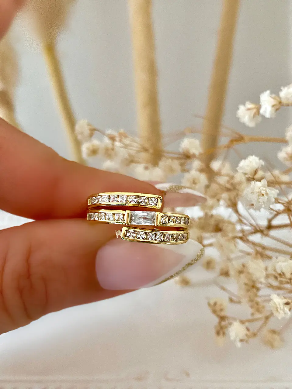 Anillo Triple Circones ajustable Gold 2