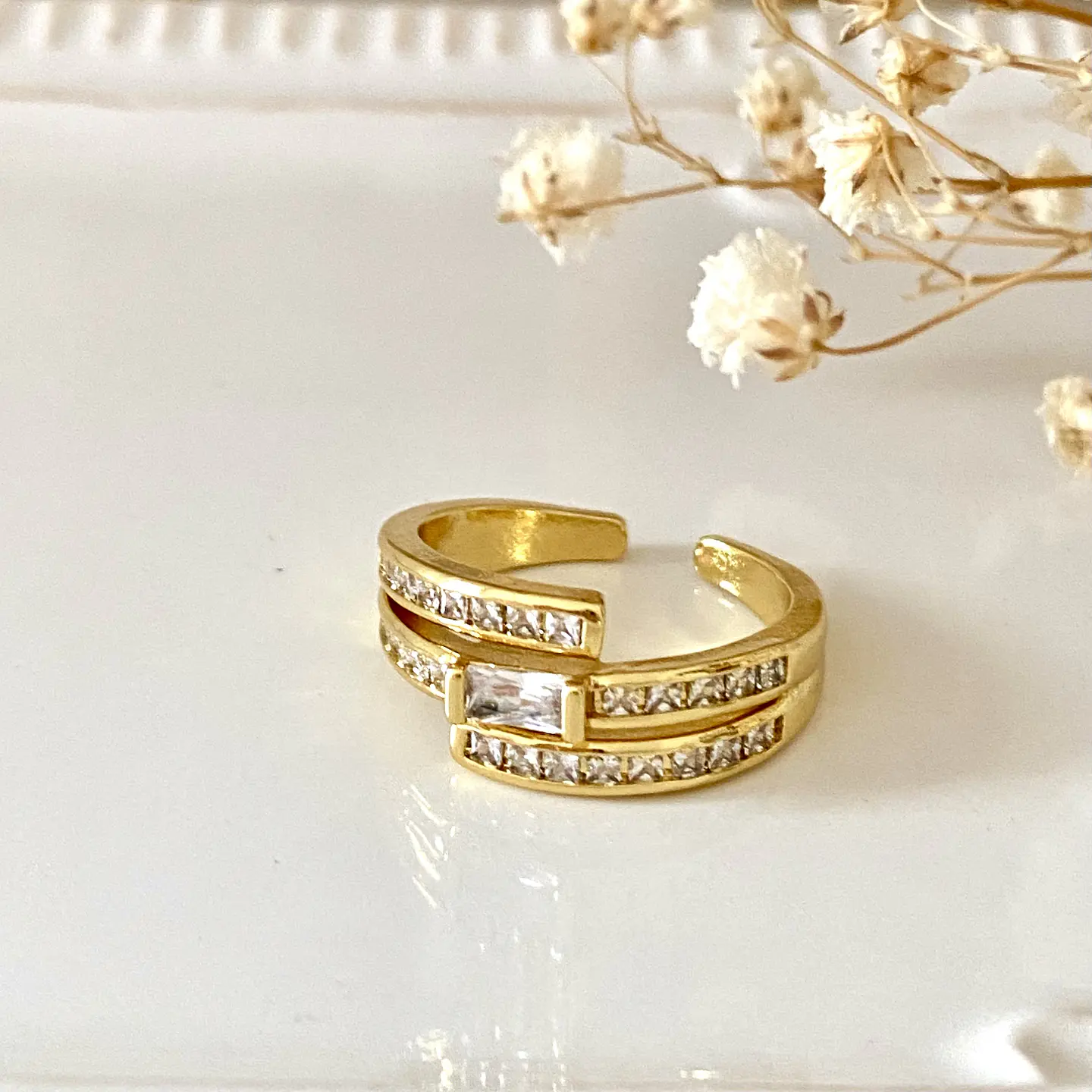 Anillo Triple Circones ajustable Gold 1