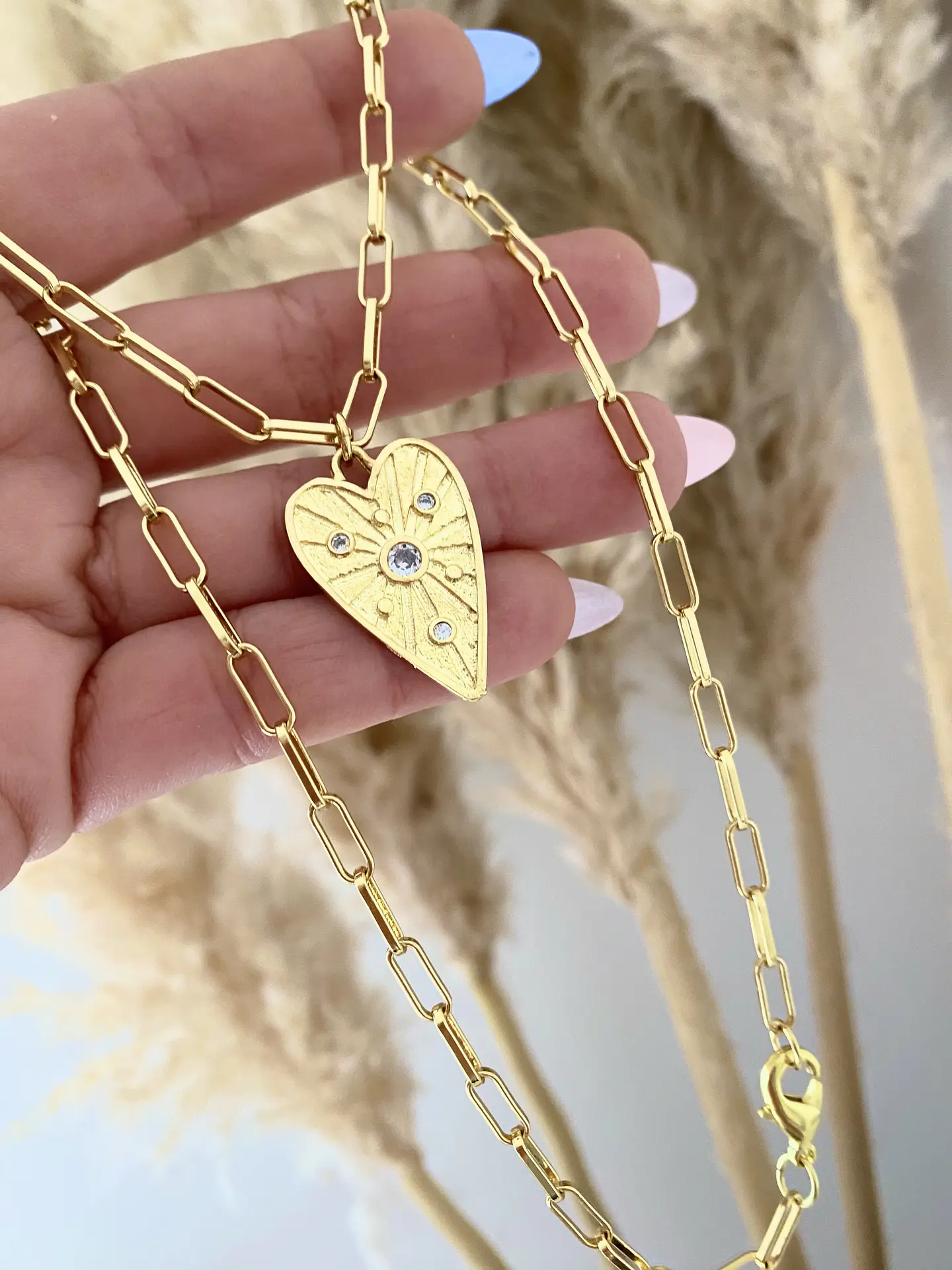 Collar Corazón Circones Engastados Gold 1