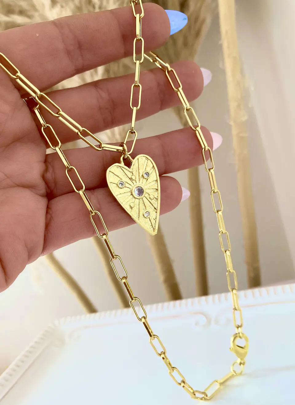 Collar Corazón Circones Engastados Gold 3