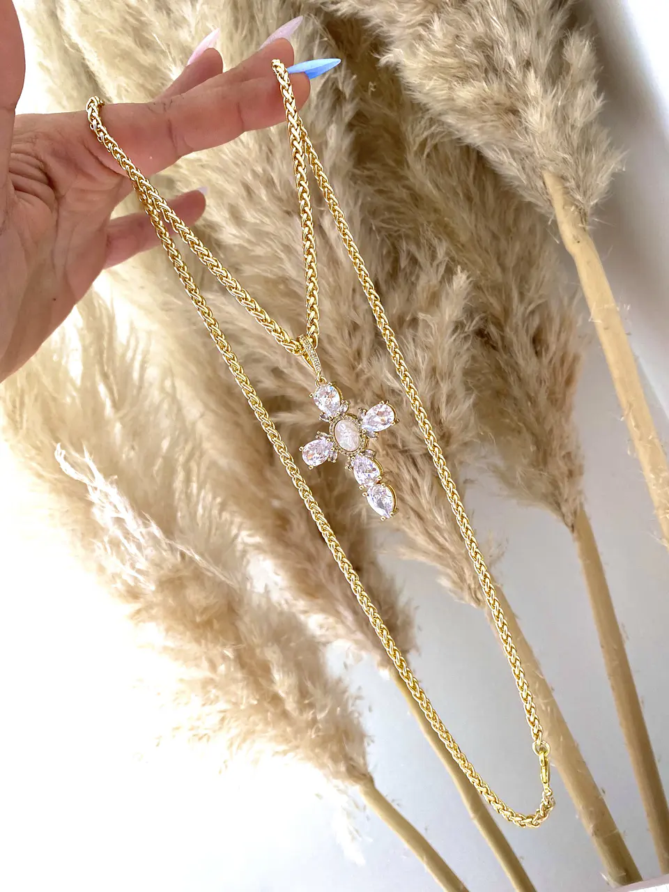 Collar XL Maxi  Cruz Cristales Gold 2