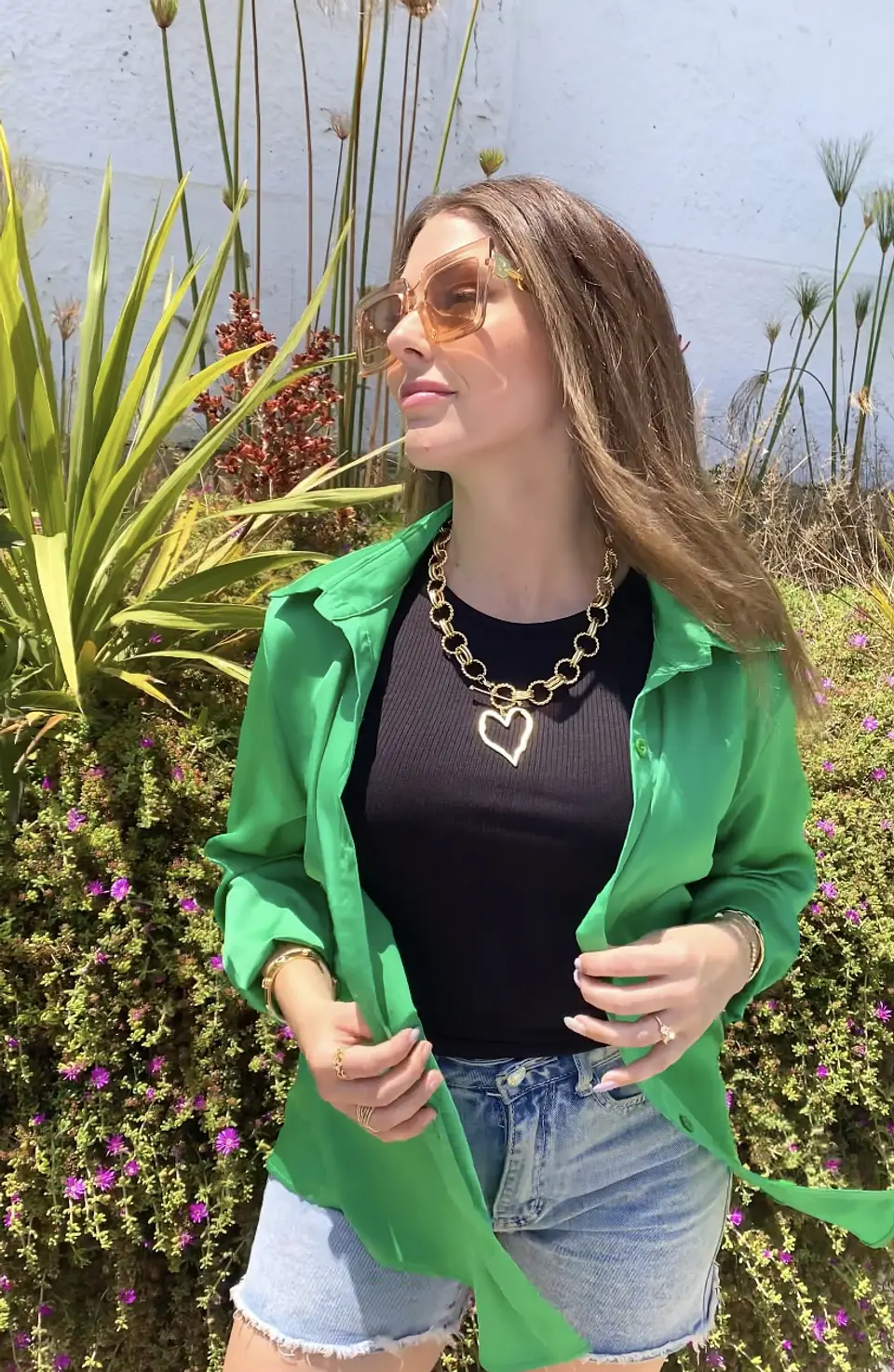 Blusa Satinada Verde  1