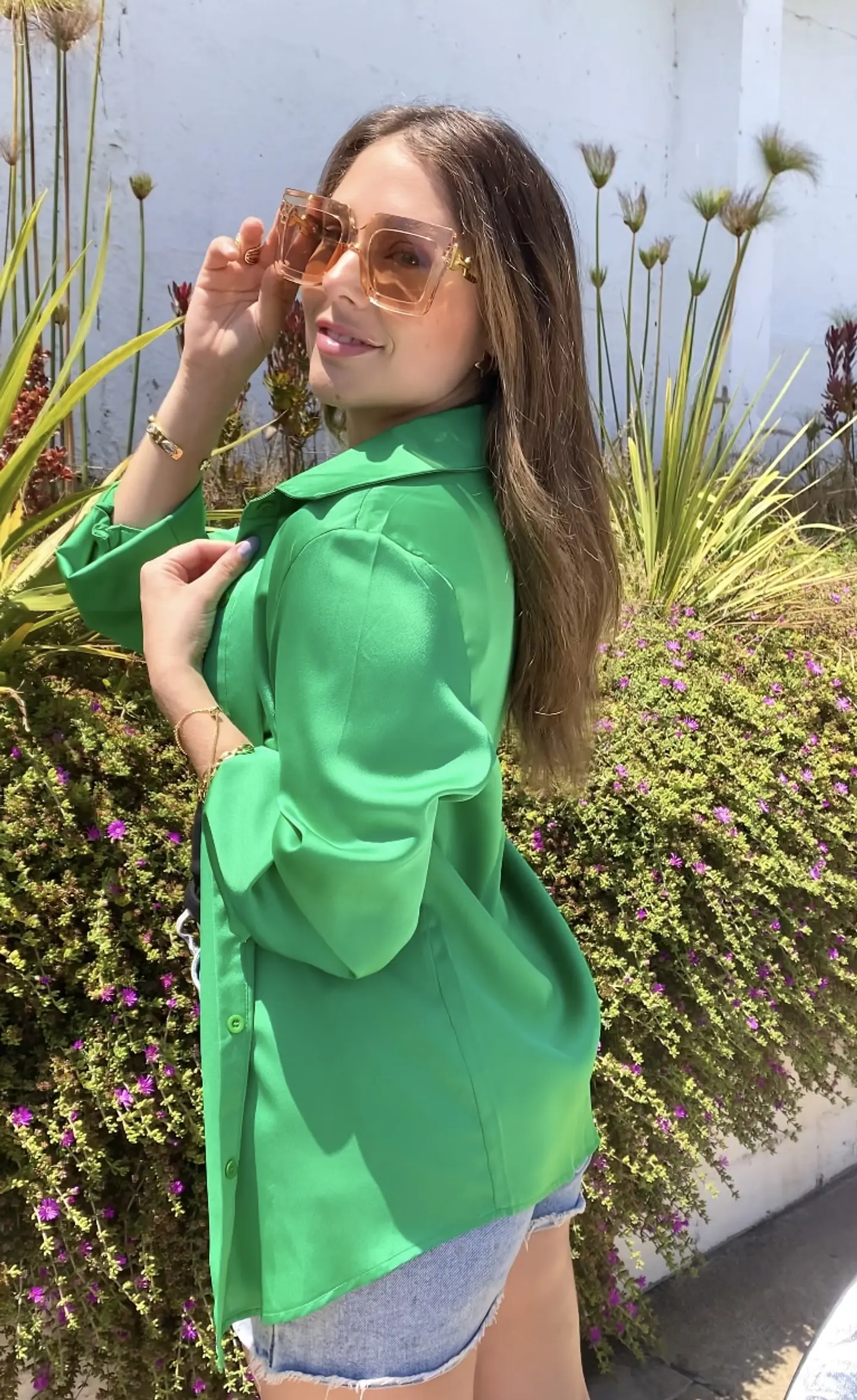 Blusa Satinada Verde  2