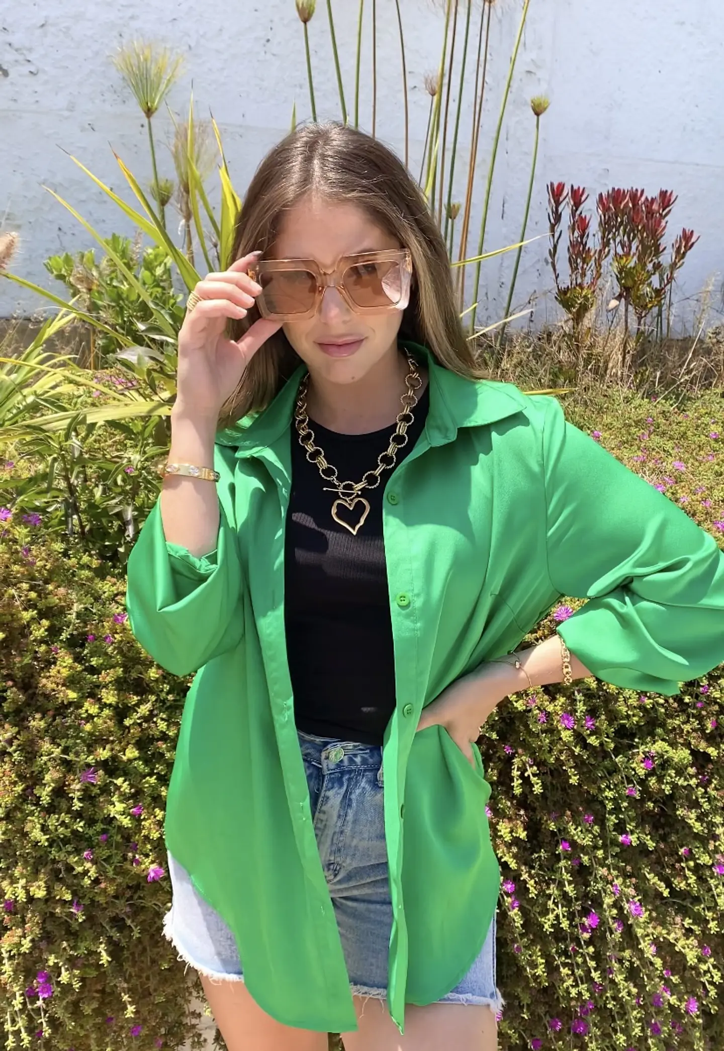 Blusa Satinada Verde  3