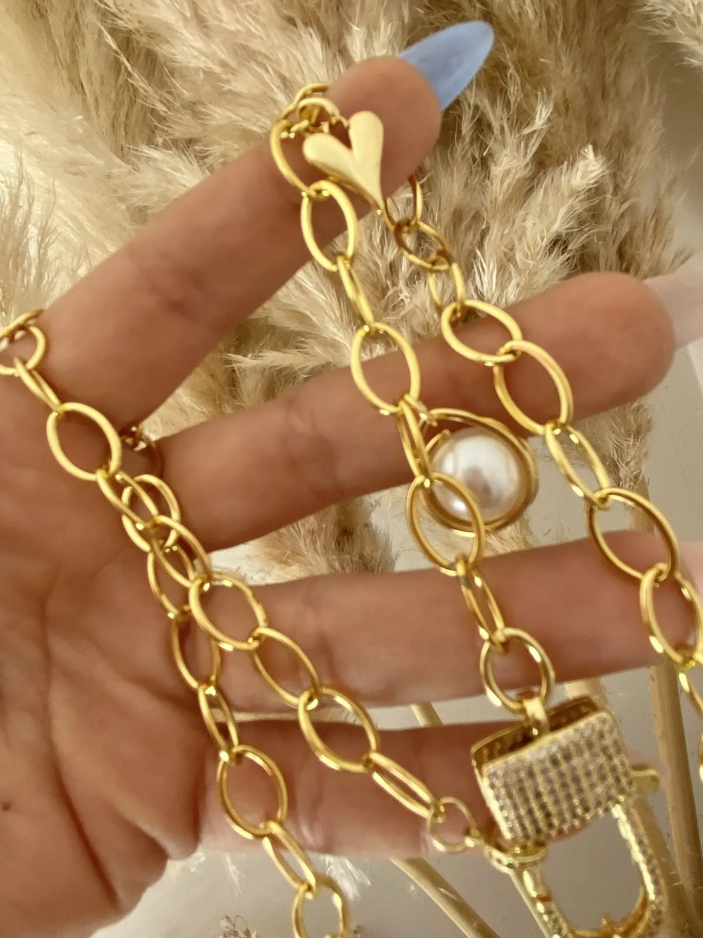 Collar XL Maxi Camelia Nácar Gold 3