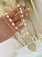 Collar XL  Corazón Perlas Broche Circones  - Miniatura 1