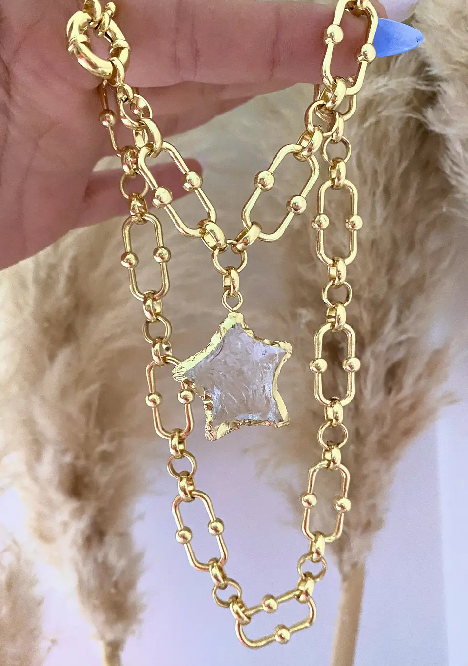 Collar Estrella Cuarzo Eslabones mixtos Gold 4