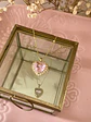 Cadena bolitas  Corazón Cristal Rosa  - Miniatura 2
